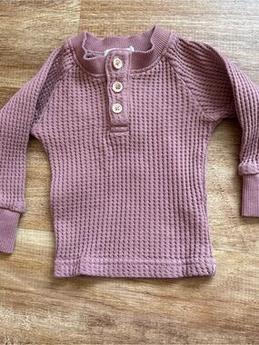Jamie Kay Waffle Knit Long Sleeve 0-3m Mauve Organic Cotton
